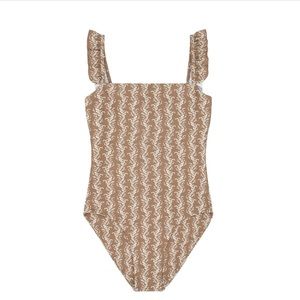 Minnow Women’s Almond Vine Floral Ruffle One Piece Large